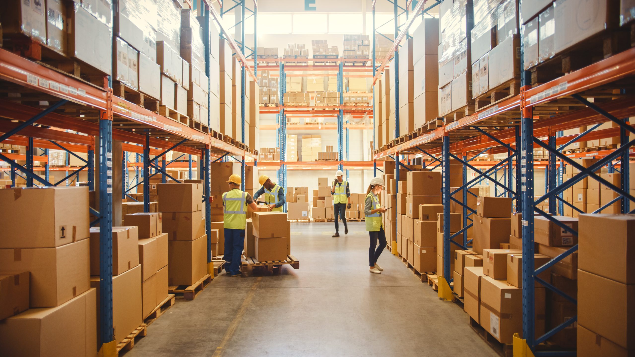 Warehouse workers managing inventory operations affected by mobile scanning failures