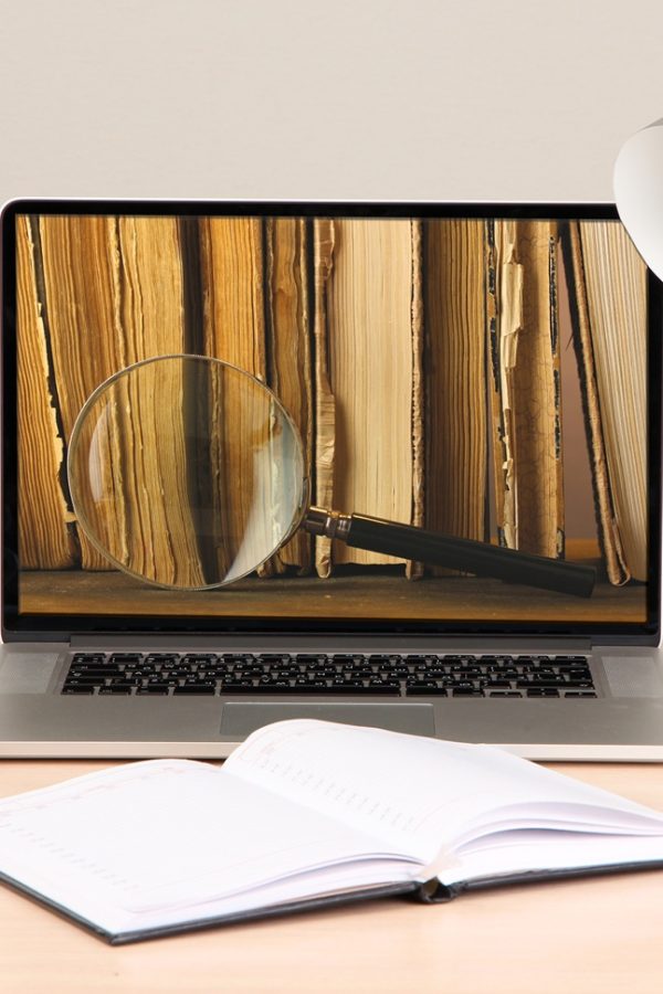 E-learning,Concept.,Digital,Library,-,Books,Inside,Laptop