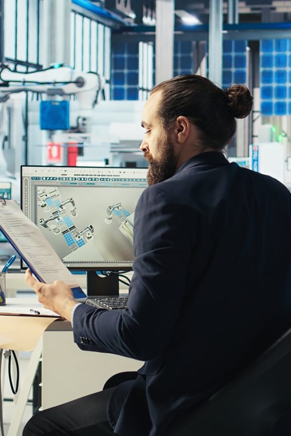 Engineer,In,Photovoltaics,Factory,Looking,Over,Specifications,On,Documents,,Diagnosing Engineer,In,Photovoltaics,Factory,Looking,Over,Specifications,On,Documents,,Diagnosing